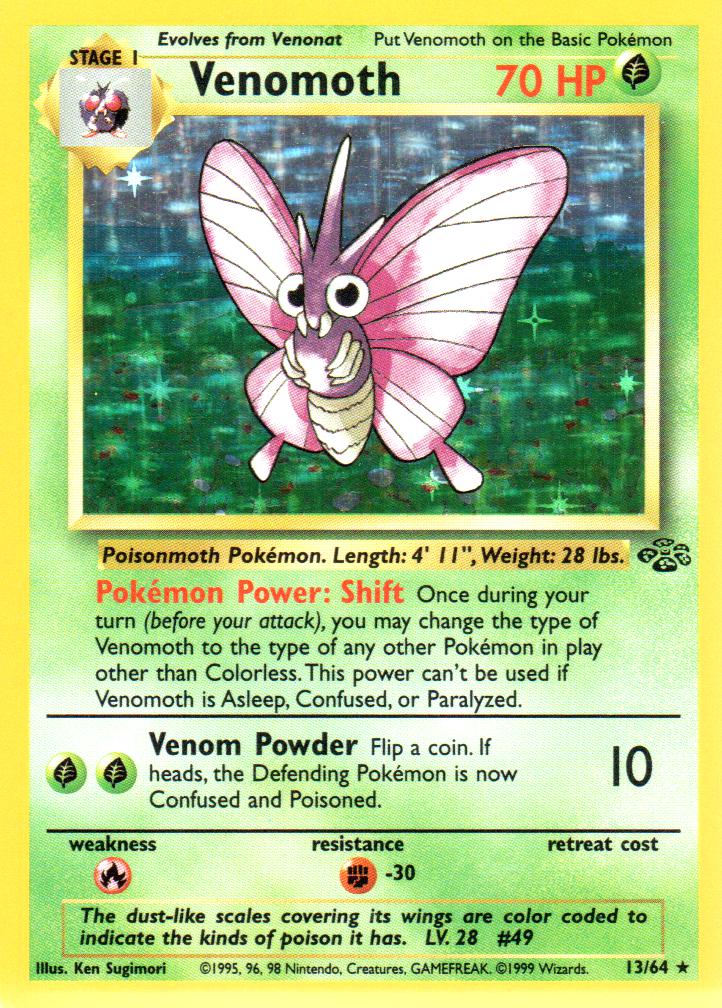Venomoth - 13/64 - Holo Rare - Unlimited Edition